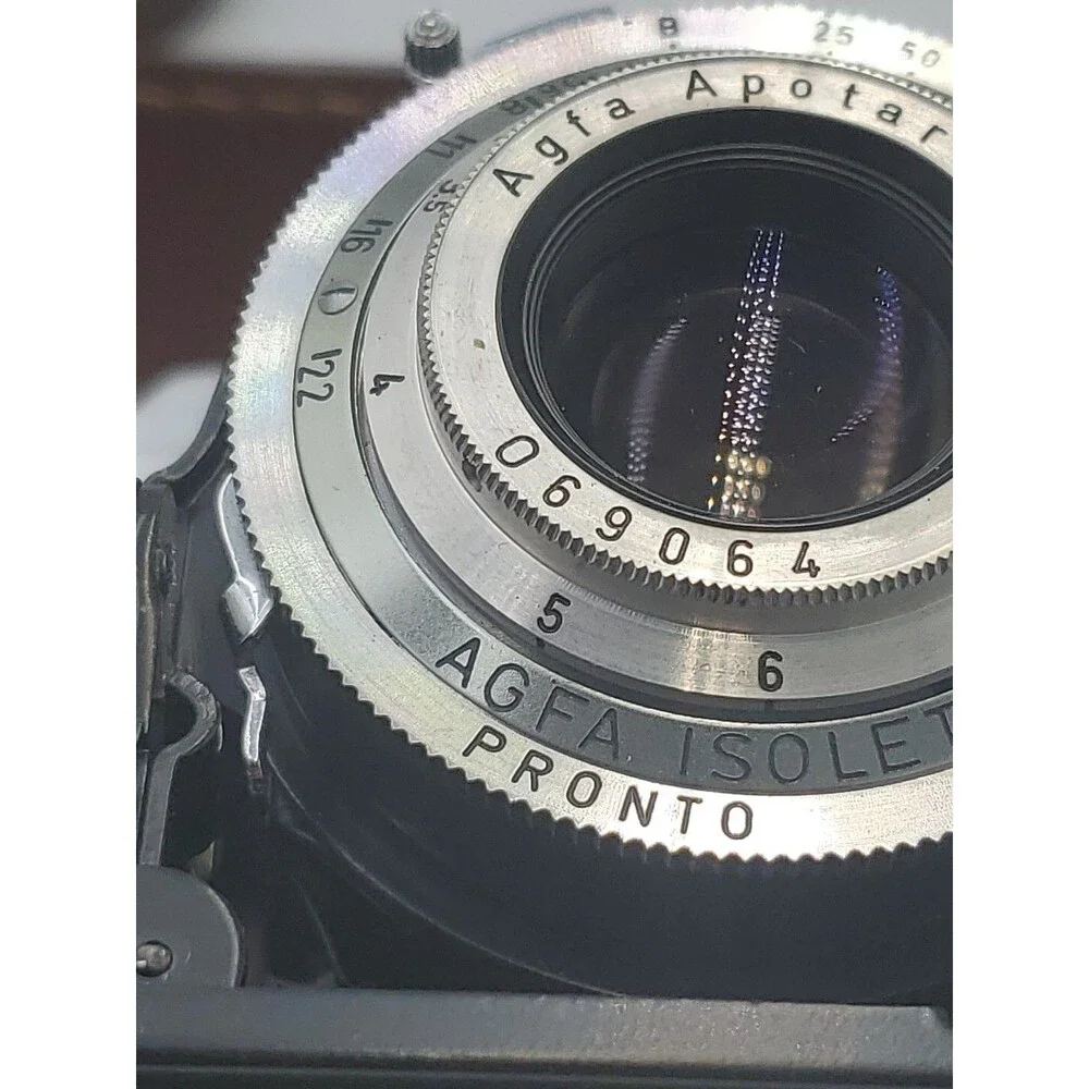 Vtg Leather Agfa Isolette II Folding Bellowed Camera 1:4.5 85mm Apotar Pronto